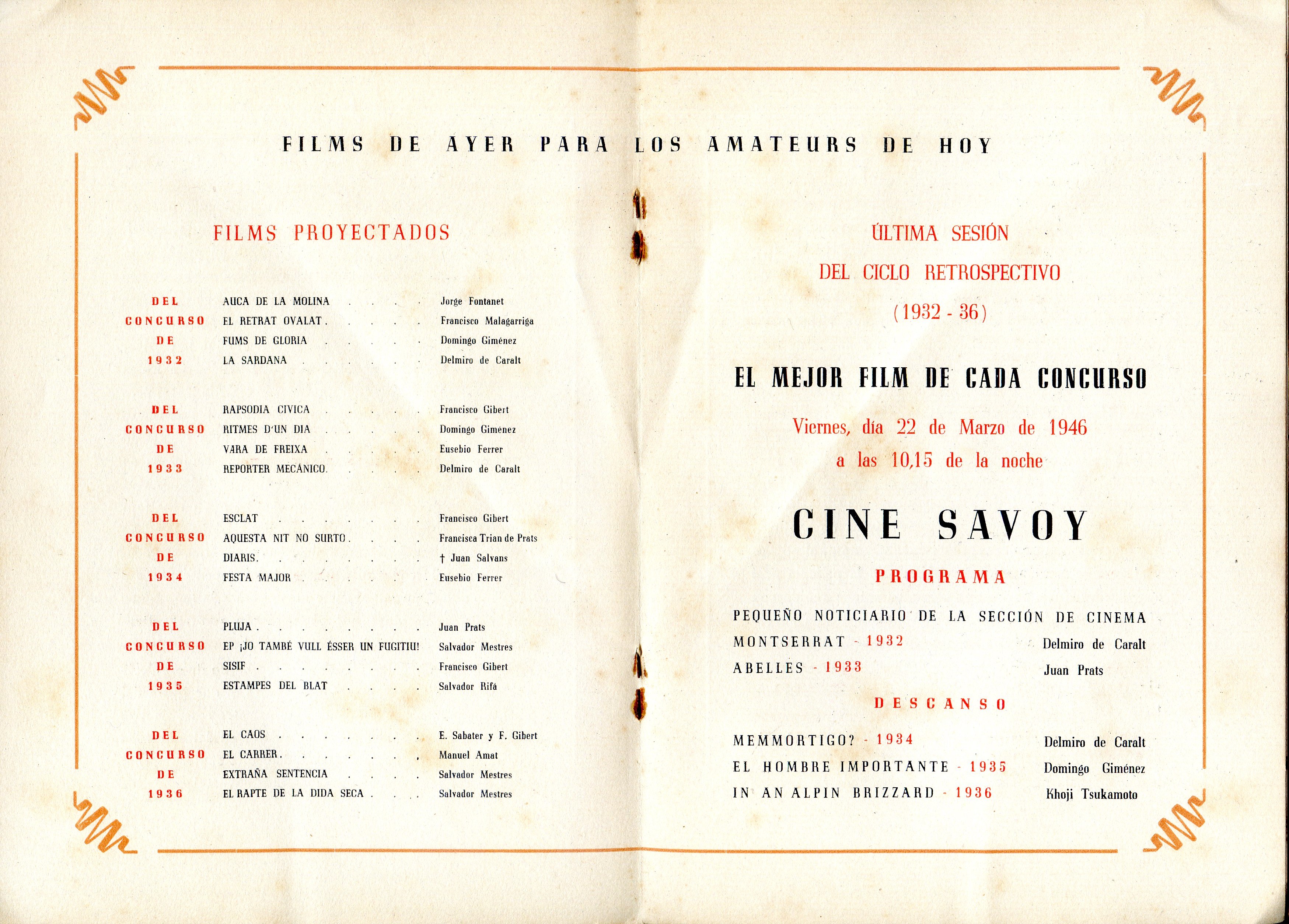 Curso XII : 200a sesión : Cine Savoy : 22 de Marzo de 1946 - Miniatura 3